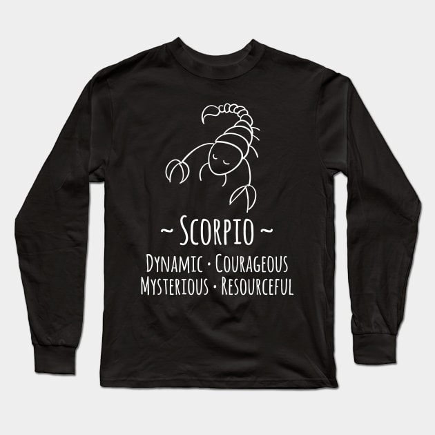 Scorpio Zodiac Sign Long Sleeve T-Shirt by HappyCatPrints